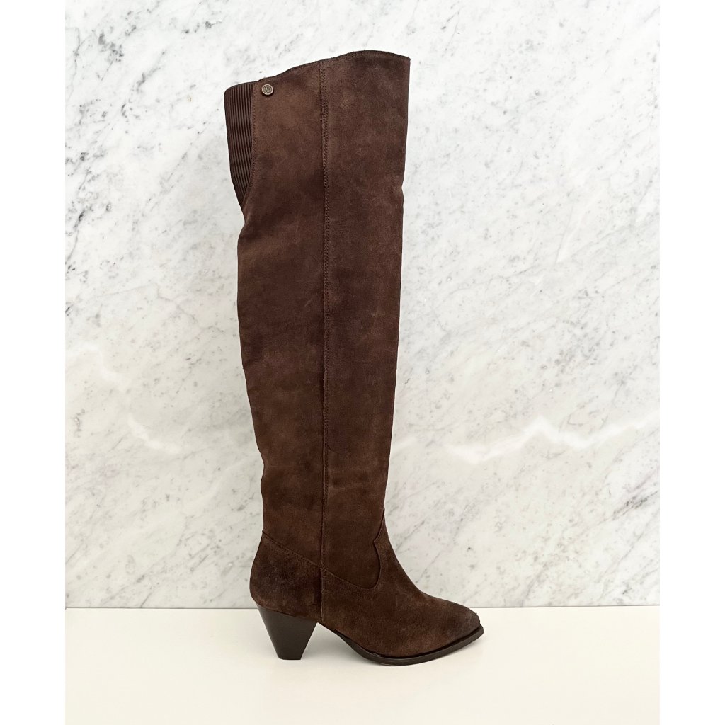 New Frye Women's June Over The Knee Brown Suede Boots 7 Boho Festival Chunky